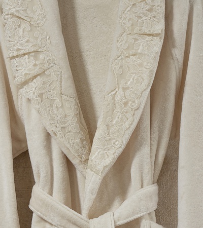 Махровый женский халат премиум класса Sandri LACE 7