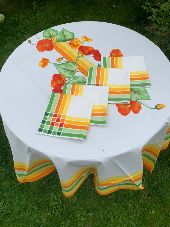 Скатерть круглая с салфетками Vallesusa POPPY D.180х8