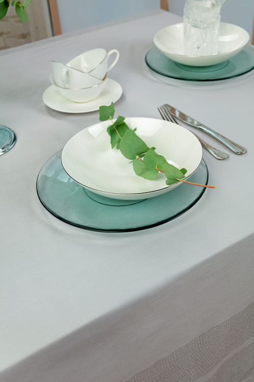 Скатерть с салфетками Vallesusa CHROMO SATIN 160x225 +8 салфеток жемчуг