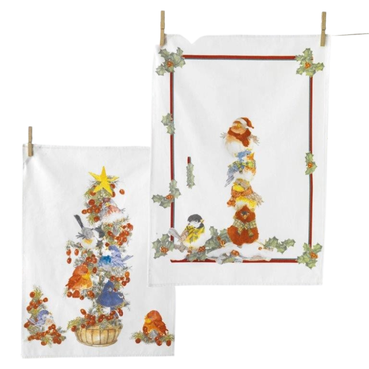 Подарочный набор кухонных полотенец (2 шт) новогодних 50х75 SPARROWS (18877)