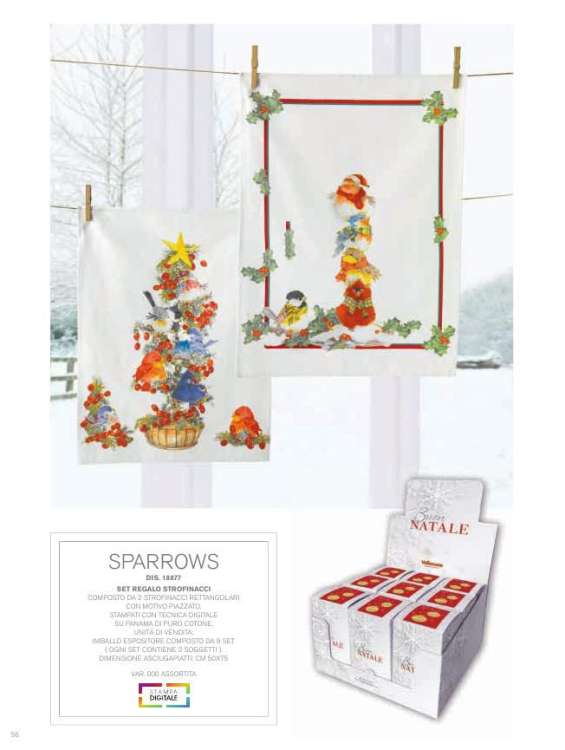Подарочный набор кухонных полотенец (2 шт) новогодних 50х75 SPARROWS (18877)