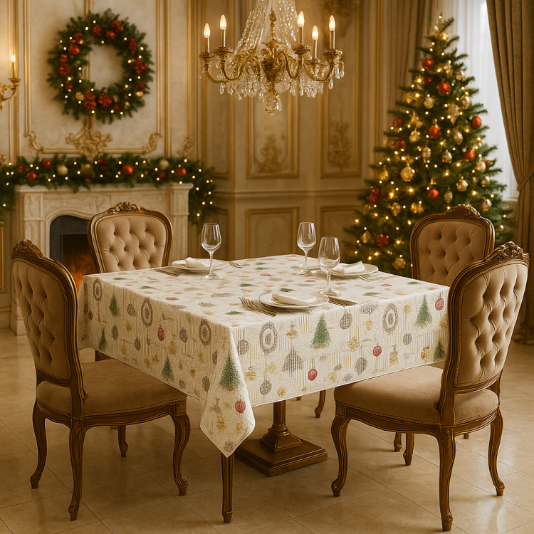 Новогодняя скатерть 100х100 гобелен SHABBY