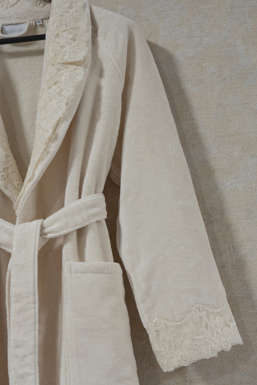 Махровый женский халат премиум класса Sandri LACE 7