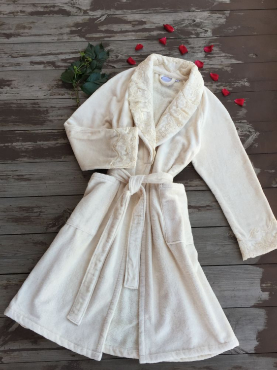 Махровый женский халат премиум класса Sandri LACE 7