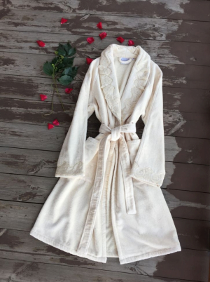 Махровый женский халат премиум класса Sandri LACE 6