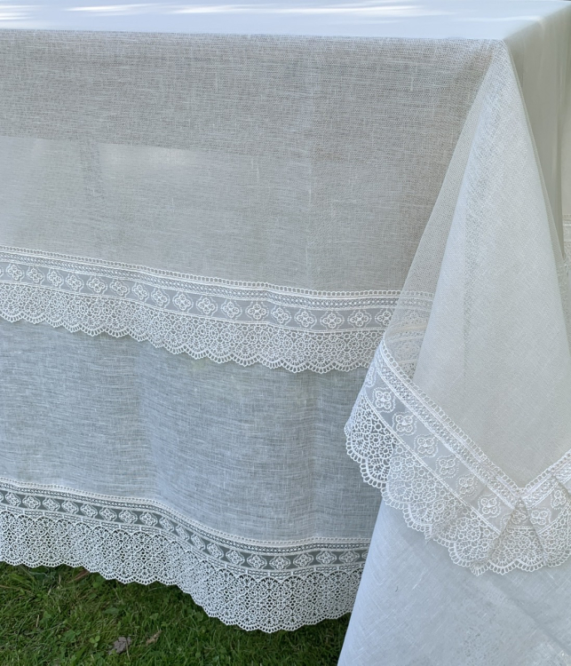 Скатерть и наперон Gamba 1022 Macrame (170x280, 120x220 +12 салфеток)