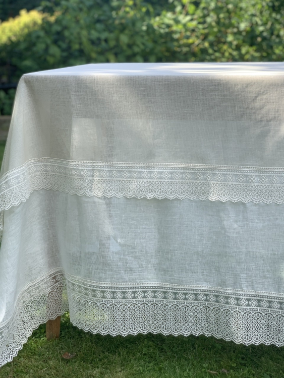 Скатерть и наперон Gamba 1022 Macrame (170x280, 120x220 +12 салфеток)