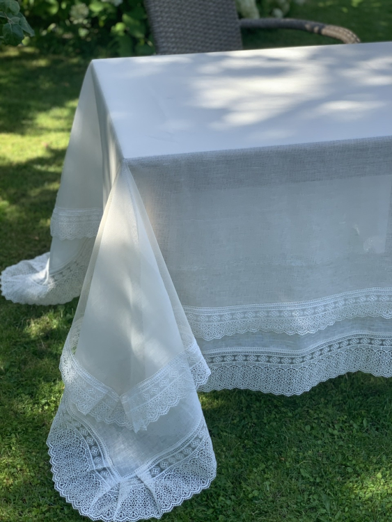 Скатерть и наперон Gamba 1022 Macrame (170x280, 120x220 +12 салфеток)