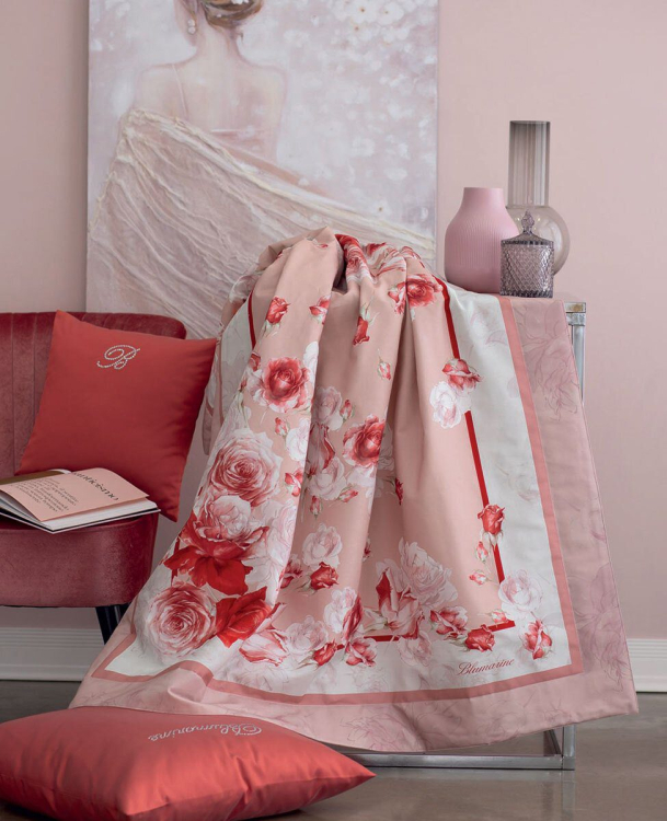 Плед Blumarine ROSE 135x185 coral 100% сатин