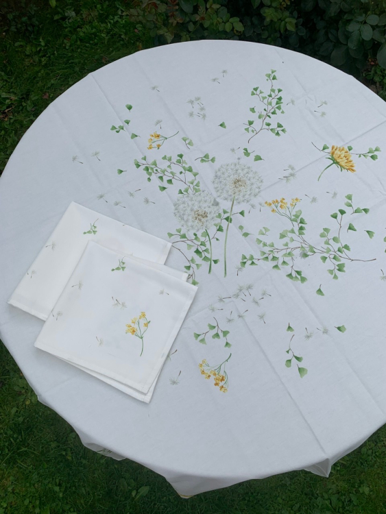 Скатерть круглая с салфетками Vallesusa SOFFIONE D.180х8