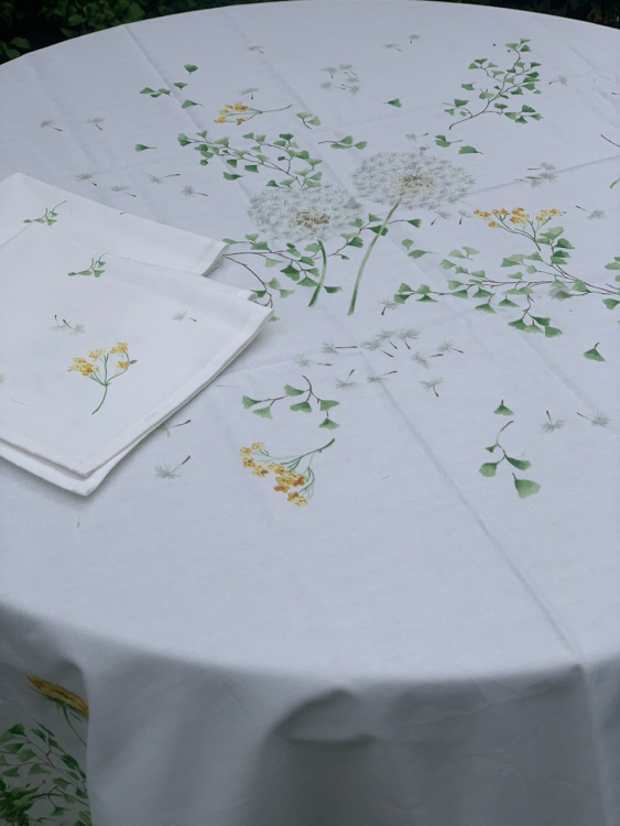 Скатерть круглая с салфетками Vallesusa SOFFIONE D.180х8