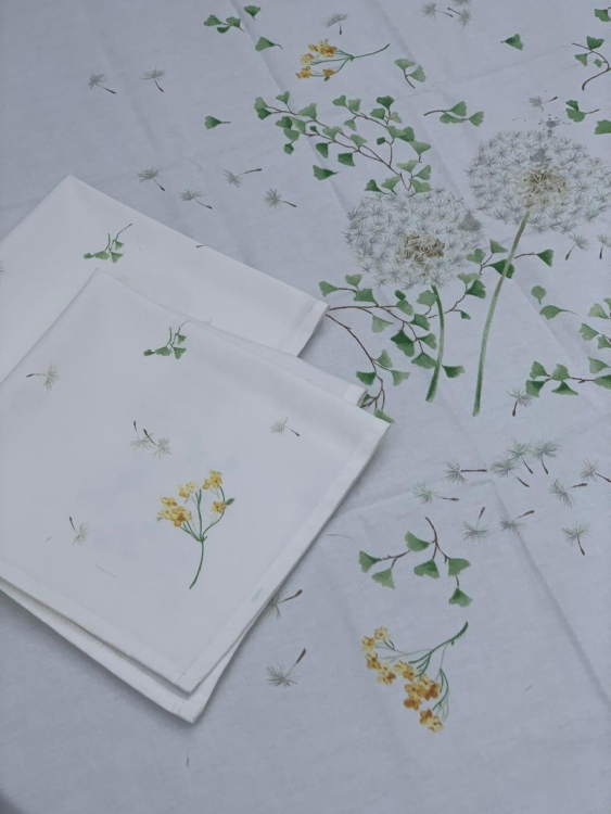 Скатерть круглая с салфетками Vallesusa SOFFIONE D.180х8