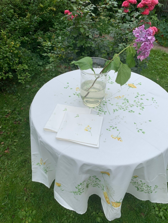 Скатерть круглая с салфетками Vallesusa SOFFIONE D.180х8