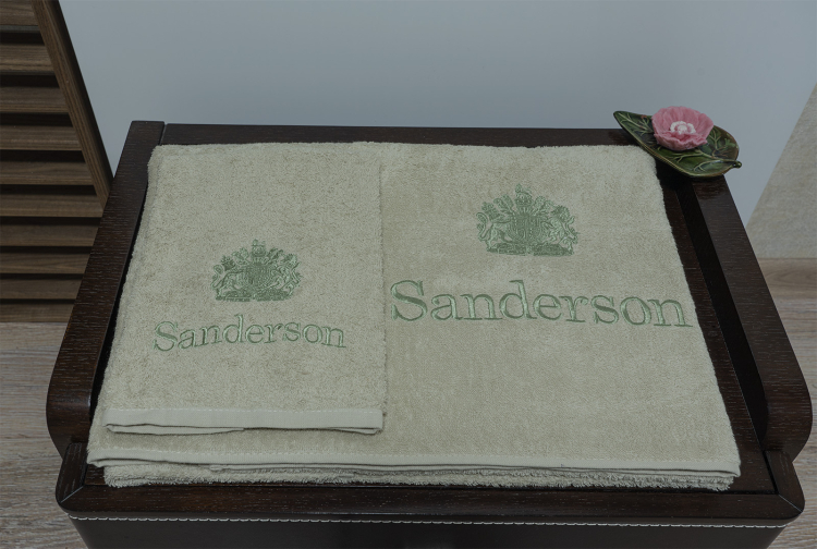 Комплект полотенец Sanderson LOGO RICAMATO - 3 шт. Бежево-оливковый